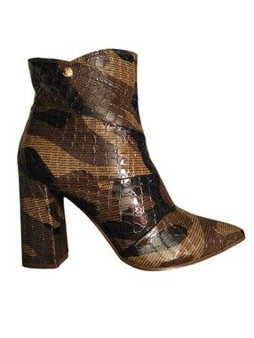 Jorge Bischoff Leather Croc Embossed Camo Ankle Boots